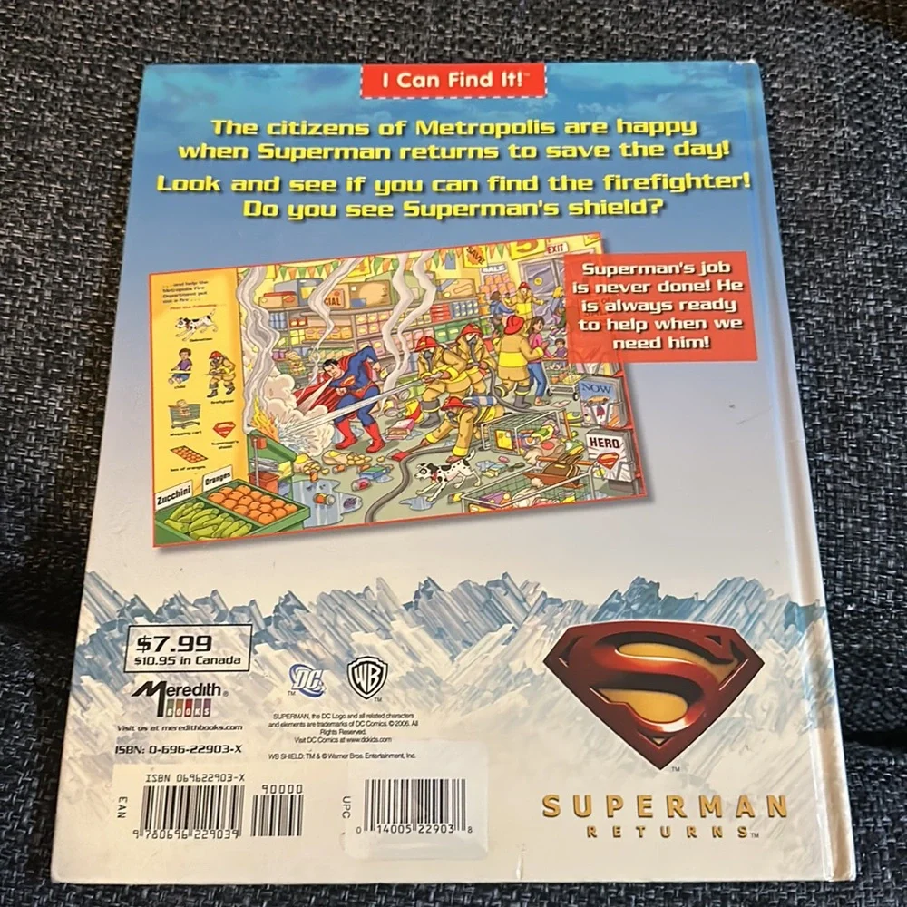 Superman Returns 2006 1st Edition & Marvel Spider-Man Look Find Book Lot